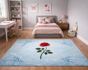Alfombra de rosas rojas con arte floral botánico, decoración romántica para el hogar