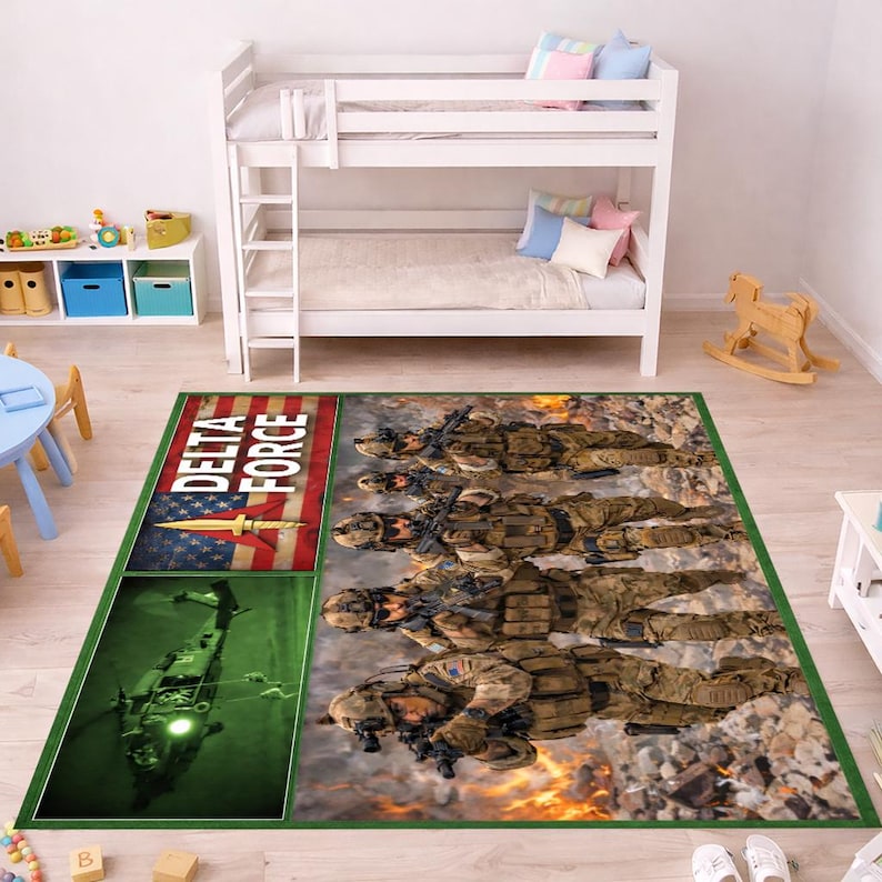 Delta Force Military Action Rug Tactical Soldier Design Kids Room ...