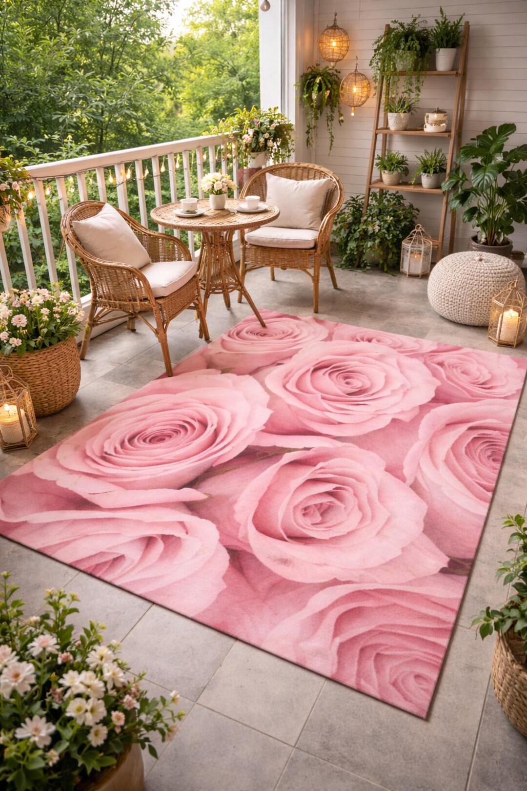 Pink Rose Floral Area Rug Romantic Home Decor - Etsy
