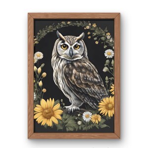 Owl | Cottagecore Prints, Wildlife Wall Art, Witch Room Decor, Dark Academia, Farmhouse Decor, Printable, Digital Downlaod