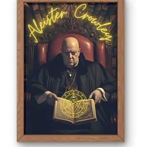 Aleister Crowley as a Crowley&#39;s Enigma, Dark Art  Mage, Digital Download, Decor, Wall Printable, Witchcraft Occult Art, , Thelema, A4 ,Print
