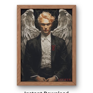 Lucifer the Fallen Angel Print, Occult Poster, Dark Art, Witchy Decor, PNG File, Luciferian Altar, Dark Magick Occult Art, Modern Lucifer