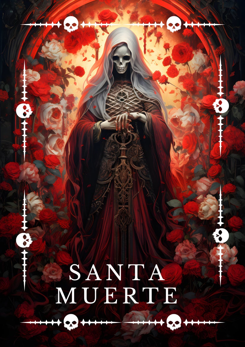 Santa Muerte, Digital Download ,printable, A4, A3, Decor, Wall Prints