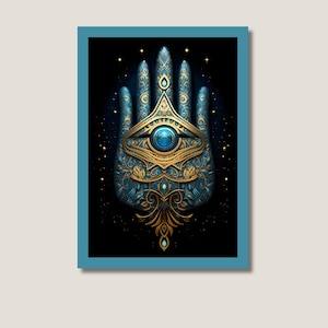 Hamsa Hand Digital Print, Fatima Hand Wall Art, Printable Instant Download, Hindu Home Decor, Spiritual Gift