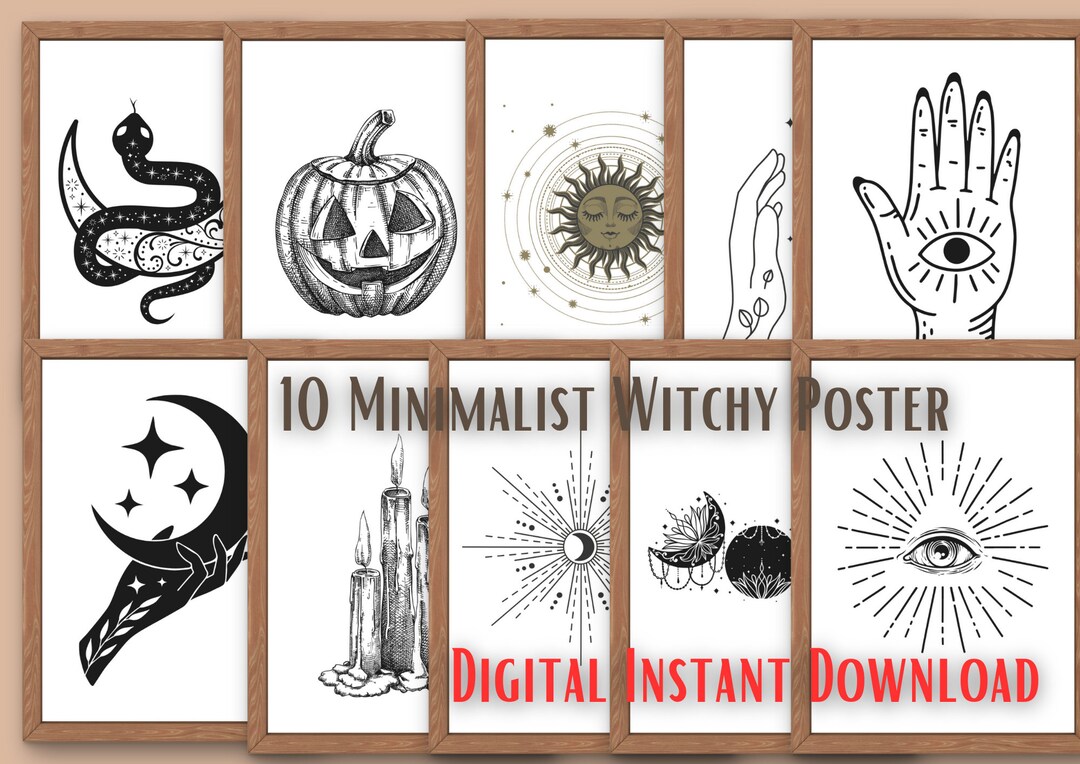 Minimalist Witchy Wall Decor Printable Art Set of 10, Magical ...