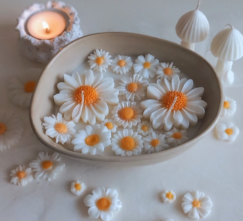 Custom Scented Daisy and Butterfly Candle in Ceramic Bowl Perfect for Special Occasions Spring Home Decor , Mother's Day image 3