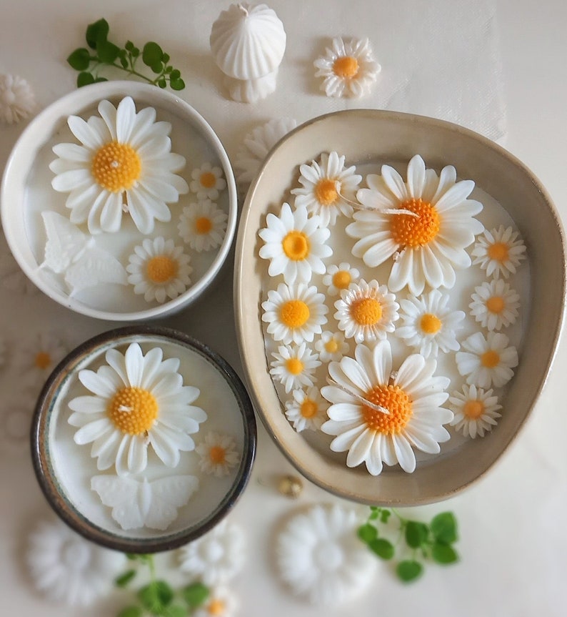 Custom Scented Daisy and Butterfly Candle in Ceramic Bowl Perfect for Special Occasions Spring Home Decor , Mother's Day image 6
