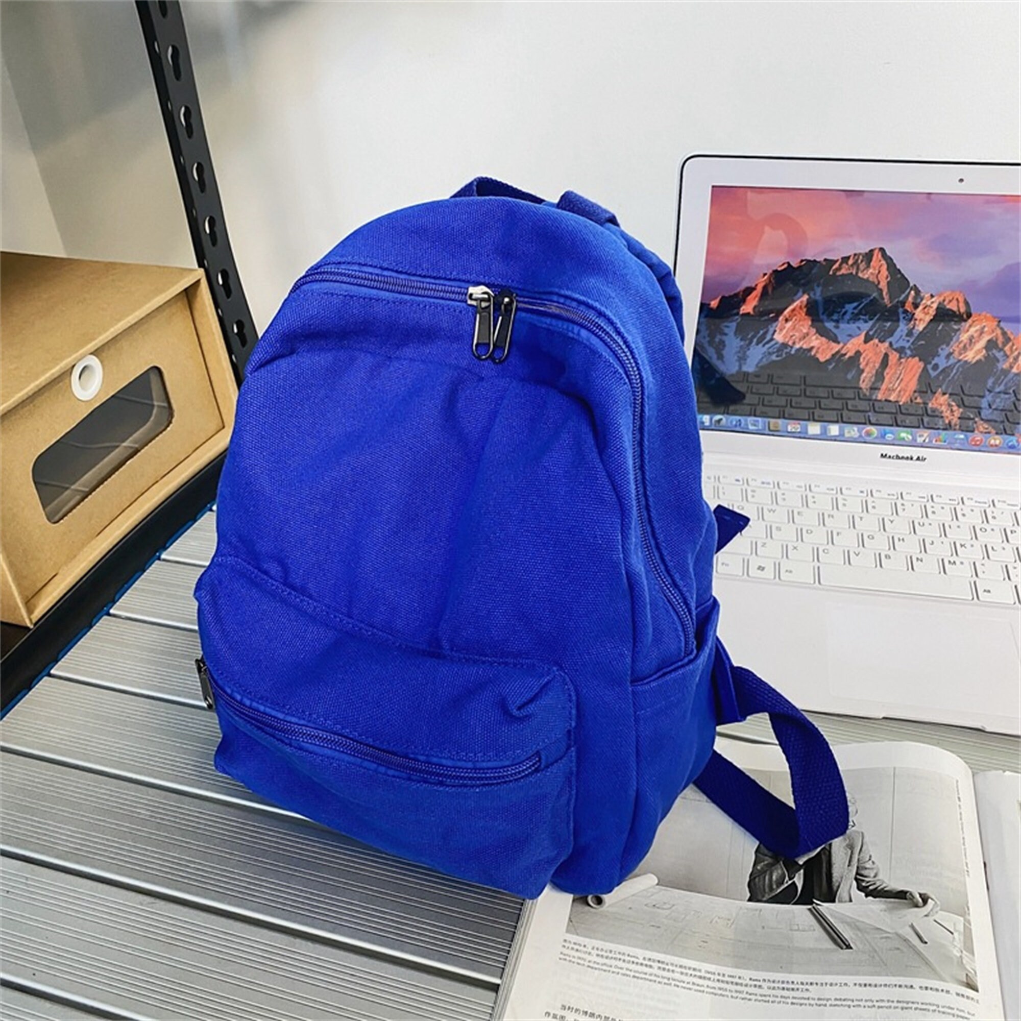 11inch Retro Simple 6color Solid Color Canvas Small Backpack Etsy