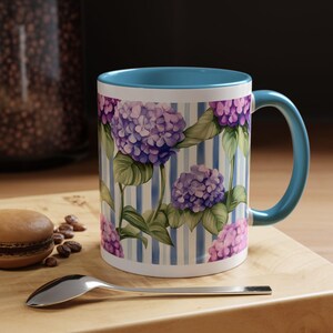 Hydrangea Accent Coffee Mug - Floral Tea Cup, Gift for Garden Lovers, Home Decor, Mother&#39;s Day, Spring Celebration