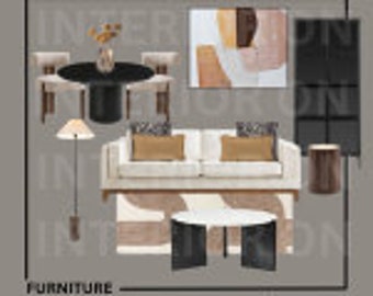 READY to purchase INTERIOR DESIGNS | Living + Dining Room Furniture Set