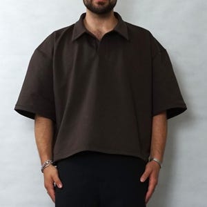 Oversized unisex poloshirt, boxy snit, patroon XS - XXL