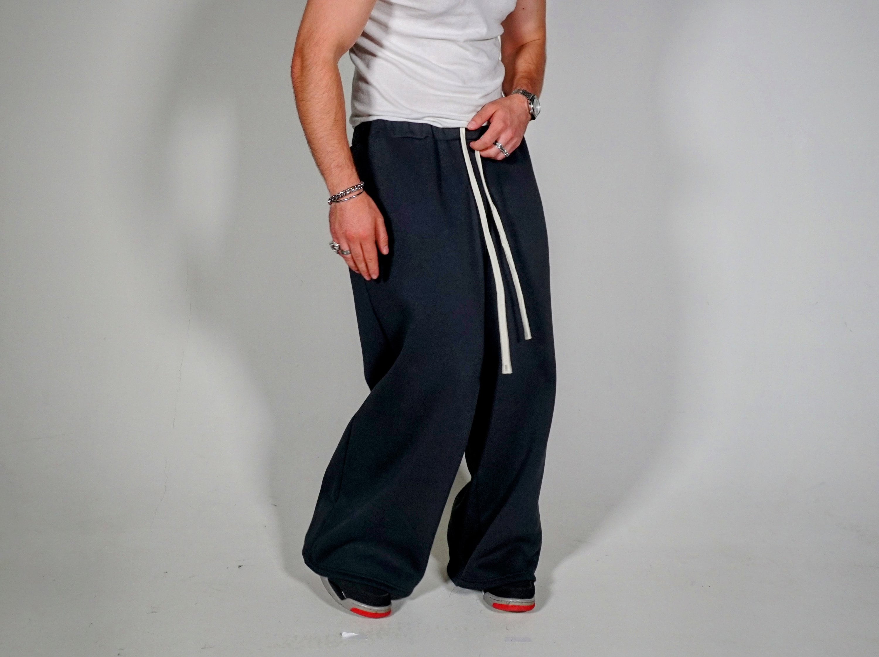 Black Sweatpants Fashion Men Casual Baggy Sweat Pants Streetwear