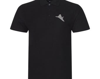Vulcan Bomber Embroidered Polo Shirt Pristine Logo Plane.