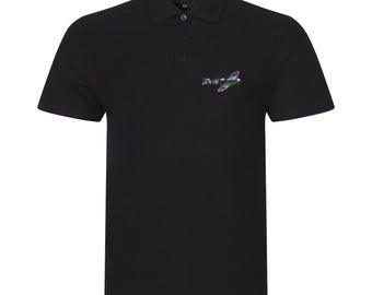 Spitfire Embroidered Polo Shirt Pristine Logo Fighter Plane.