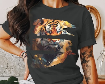 Trendy Tiger Face Tee, Animal Lover Gift, Nature Inspired Shirt, Graphic T-shirt, Unisex Fit