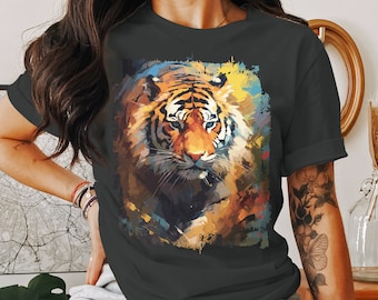 Trendy Tiger Face Tee, Animal Lover Gift, Nature Inspired Shirt, Graphic T-shirt, Unisex Fit