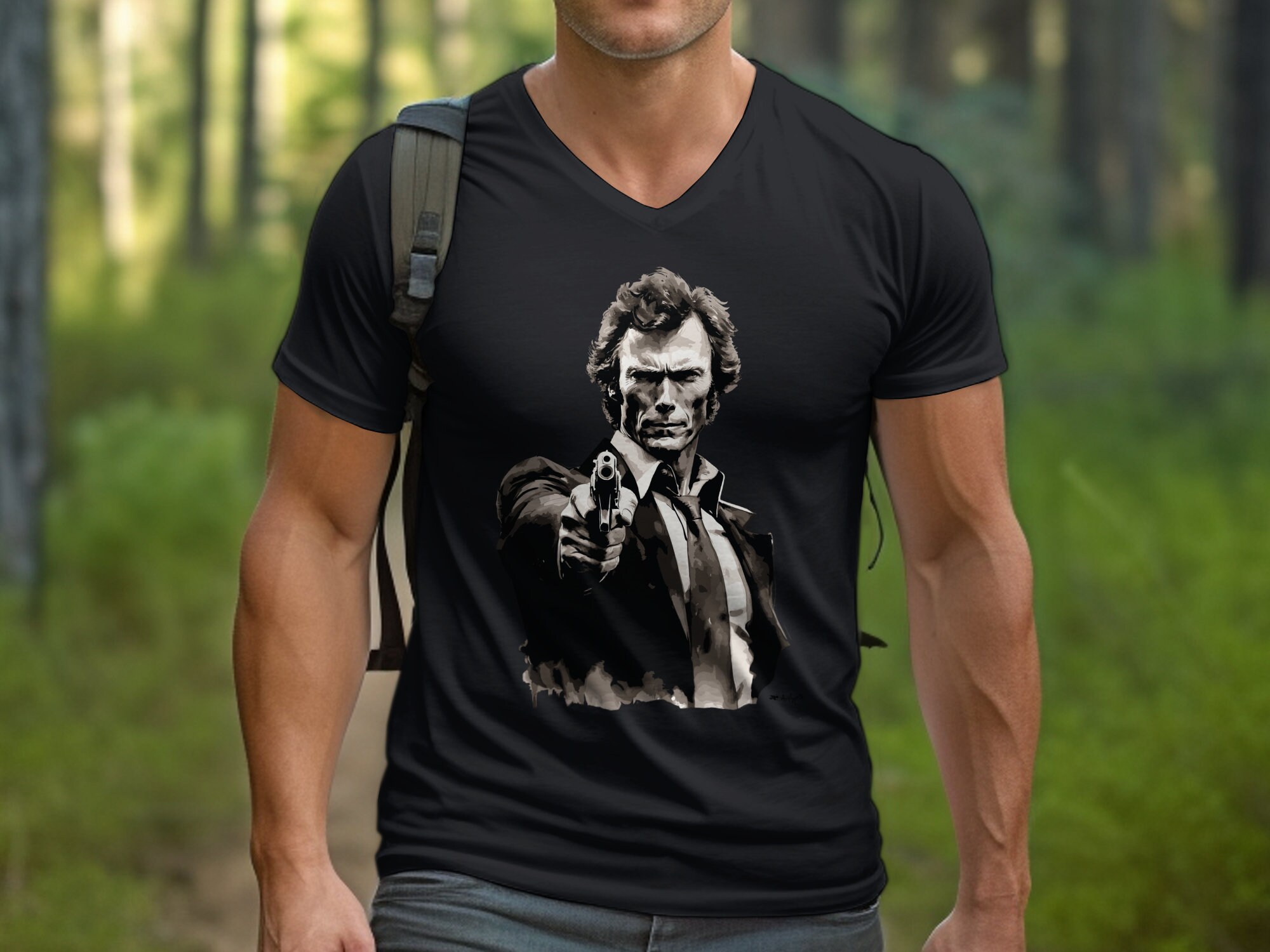 T-shirt Clint Eastwood 'I Miss The Good Ole Days' - Classique Noir, Unisexe, Coton Gildan 5000, Impression Graphique, Tailles S à 5XL