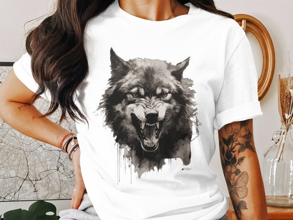 Wolf Shirt, Wolf Graphic Tee, Gift for Wolf Lover, Wolf Art Shirt, Nature Shirt, Charcoal Drawing