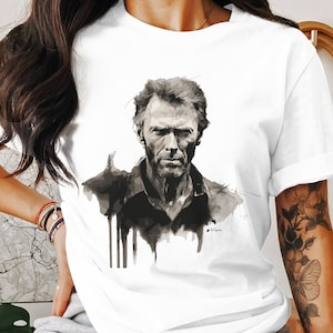 Clint Eastwood Shirt, Clint Eastwood Tribute, Gift for Him, Gift for Her, Charcoal Drawing Style