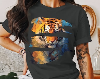 Tiger Face T-shirt, Animal Graphic Tee, Wildlife Lover Gift, Big Cat Shirt, Nature Inspired