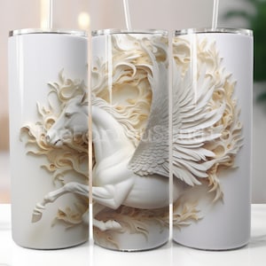 3D Magnificent Pegasus 20 oz Tumbler Wrap, Instant Digital Download PNG, Sublimation Design