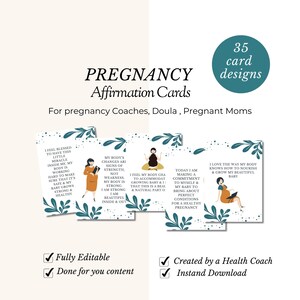 Cartões de afirmação de gravidez feitos para você conteúdo Editável modelo Canva Health Coach Lead Magnet Cartões de treinador de gravidez Cartão de maternidade