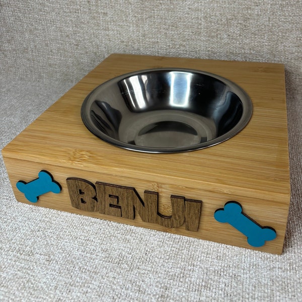 Personalised Bamboo & Stainless Steel Dog Bowl