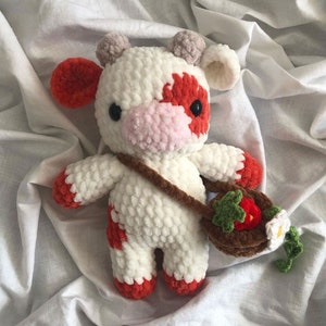 Crochet Plush Chubby Milk Cow With Bag Amigurumi Toy, Fruit Cow Toy, Berry  Cow Toy, Mini Stuffed Animal Cow, Crochet Farm Animal 