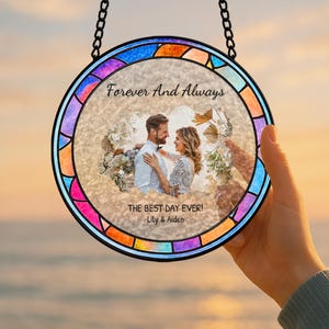 Unique Wedding Gift for Couple Stained Glass, Wedding Portrait Suncatcher, Anniversary Gift, Valentine Couple, Handmade Wedding Gift for her
