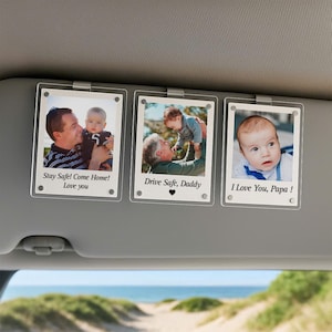Personalized Photo Dad Car Visor Clip l Drive Safe Daddy Car Visor Clip l Dad Gift from Kids l Father’s Day Picture Frame Dad Gift T3