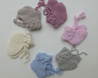 Pasgeboren sokkenwol, Babysokjes set van 2, Merinowollen sokken, Pasgeboren gehaakte sokken, Baby handgemaakte sokken, Baby gebreide slofjes, Pasgeboren slippers