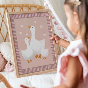 Geese Nursery Print, Geese Nursery Wall Art, Kids Wall Art, Nursery Decor, Goose Room Print, Girls Wall Art, Goose, Goose Poster, DIGITAL