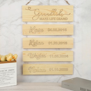 Personalisiertes Holzschild, Weihnachtsgeschenk für Oma von Tochter, Enkelschild, Namensschilder aus Holz, Wohnkultur, personalisiertes Geschenk