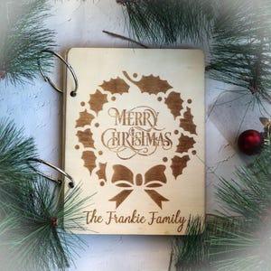 Weihnachtskartenhalter-Halter, Feiertagskarten, Speicherorganisator, hölzerner Kartenhalter, personalisiertes Geschenk, Familienname, Karten der Weihnachtsvergangenheit