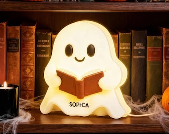Halloween Boo Ghost Reading Book- Glow in the Dark Book Decor, Halloween Book Nook Decor, Ghosts Desk Decor- Gift For Book Lovers