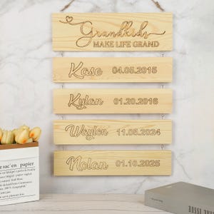 Personalized Wooden Sign, Christmas Gift for Grandma from Daughter, Grandchildren Sign, Wooden Name Signs, Home Decor, Personalized Gift