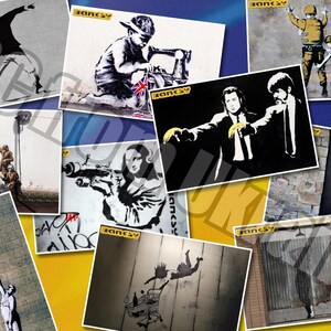 STRASSENKUNST . PERSONALISIERUNG 10 Von Banksy berühmtesten Gemälden. 10 Postkarten