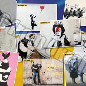 STRASSENKUNST . PERSONALISIERUNG 10 Von Banksy berühmtesten Gemälden. 10 Postkarten