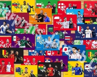 32 postcards from the teams in the 2022 World Cup in Qatar football soccer