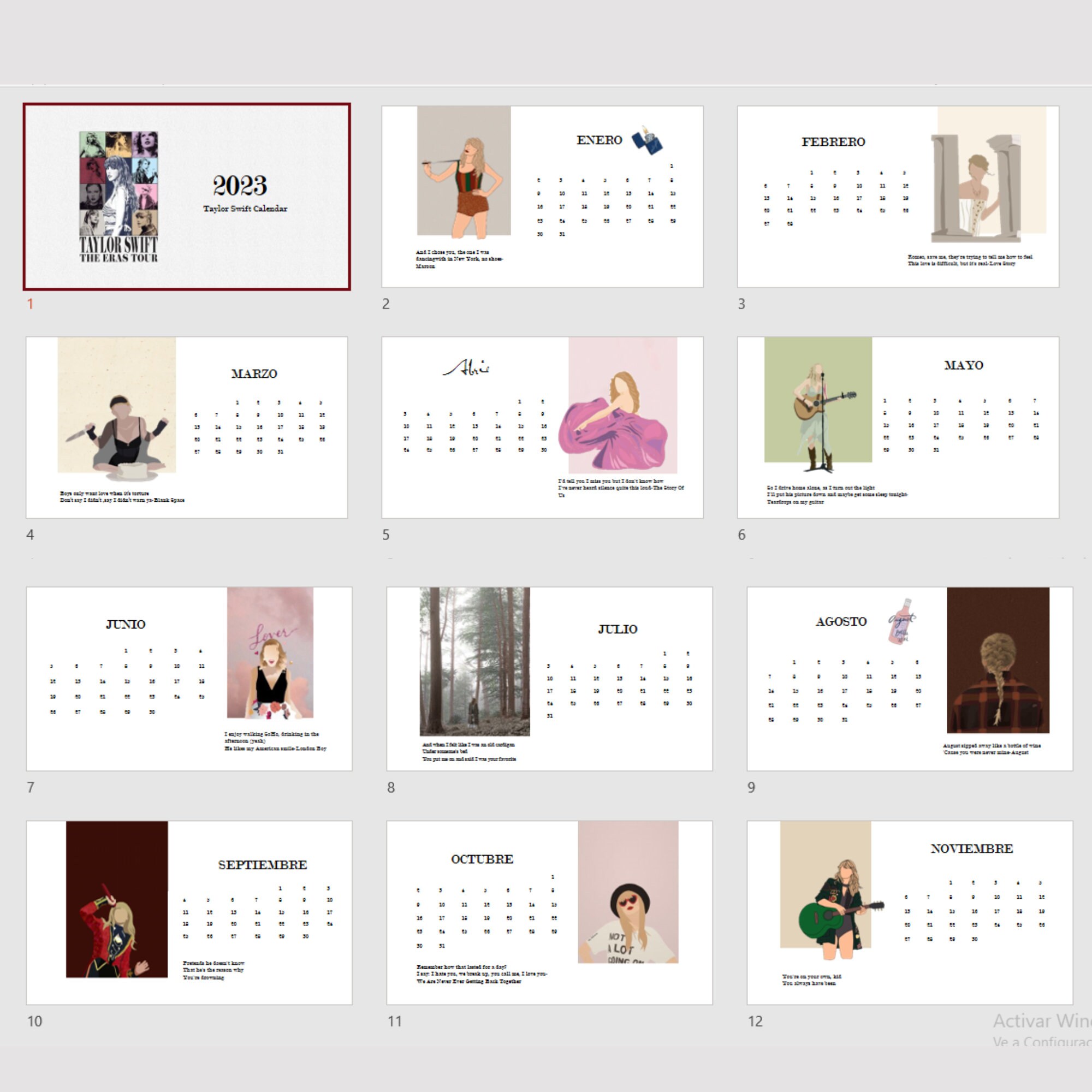 The Eras Tour Calendar Etsy