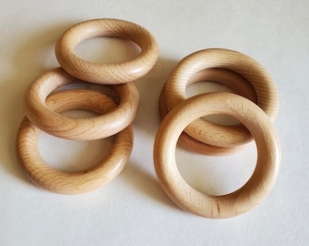 70mm Beech wood rings/macrame rings/wooden rings/bulk wooden rings/crafting rings