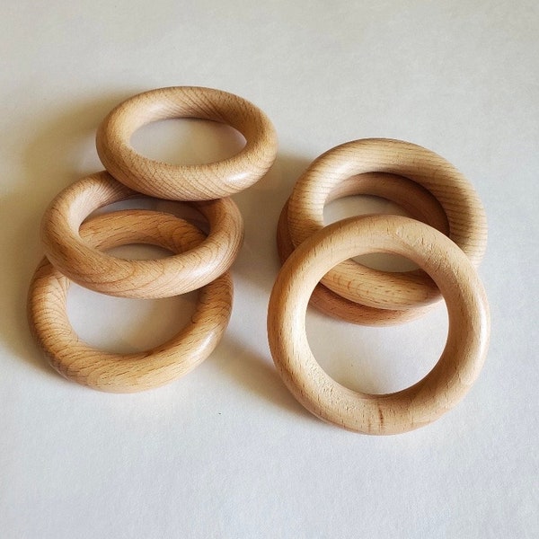 70mm Beech wood rings/macrame rings/wooden rings/bulk wooden rings/crafting rings