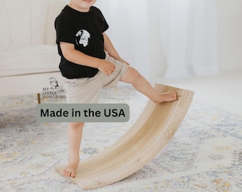 Montessori Wooden Balance Board: Open-Ended Play Rocker for Kids' Development and Fun