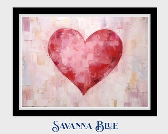 Abstract Heart Art Print Modern Love Wall Decor Pink Romantic Valentine’s Day Art  Chic Love Decor Instant Digital Download Printable Art
