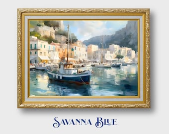 Italian Landscape | Impressionist Coastal Art | Mediterranean Portrait | Vintage Seascape | European | Printable Wall Art | Digital Download