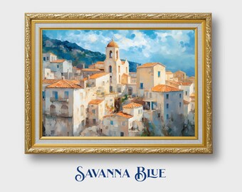 Italian Landscape | Impressionist Italian Art | Mediterranean Art | Italian Wall Art | Amalfi Coast | Printable Wall Art | Digital Download