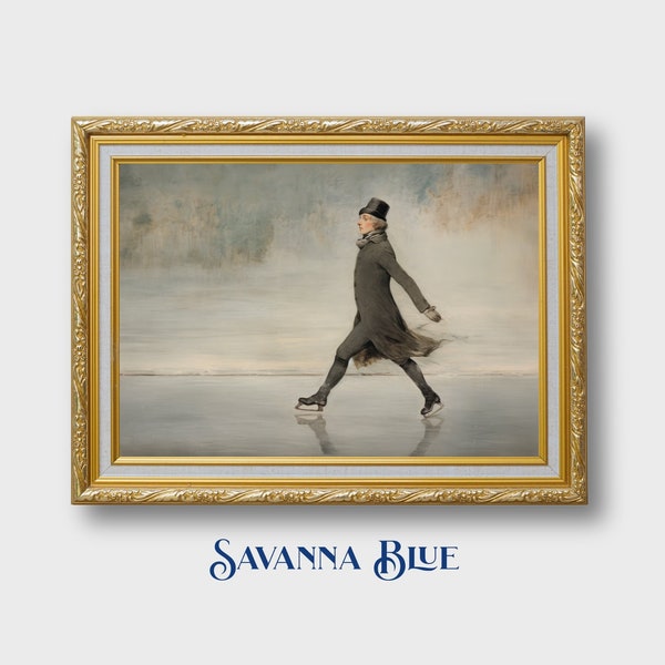 Victorian Man Ice Skating Figure Skater Luxury Wall Art Timeless Portrait Art Stylized Painting Instant Digital Download Printable Wall Art