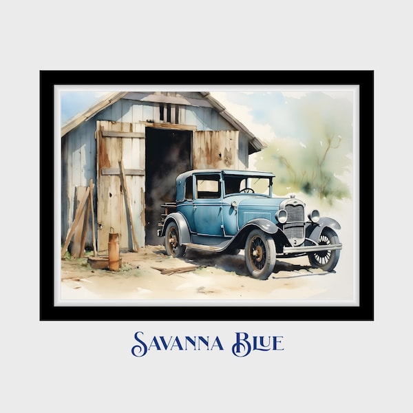 Vintage Americana Wall Art | Antique Car Watercolor | American Nostalgia Prints | Antique Car Prints | Printable Wall Art | Digital Download