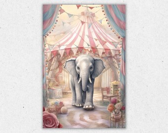 Nursery Wall Art | Elephant Nursery Prints | Vintage Nursery Decor | Animal Print | Playroom Print | Printable Wall Decor | Digital Download