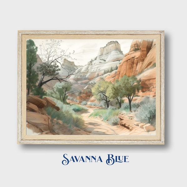 American Southwest Wall Art | American Southwest Sketch | Southwest Landscapes | Vintage Americana | Printable Wall Art | Digital Download